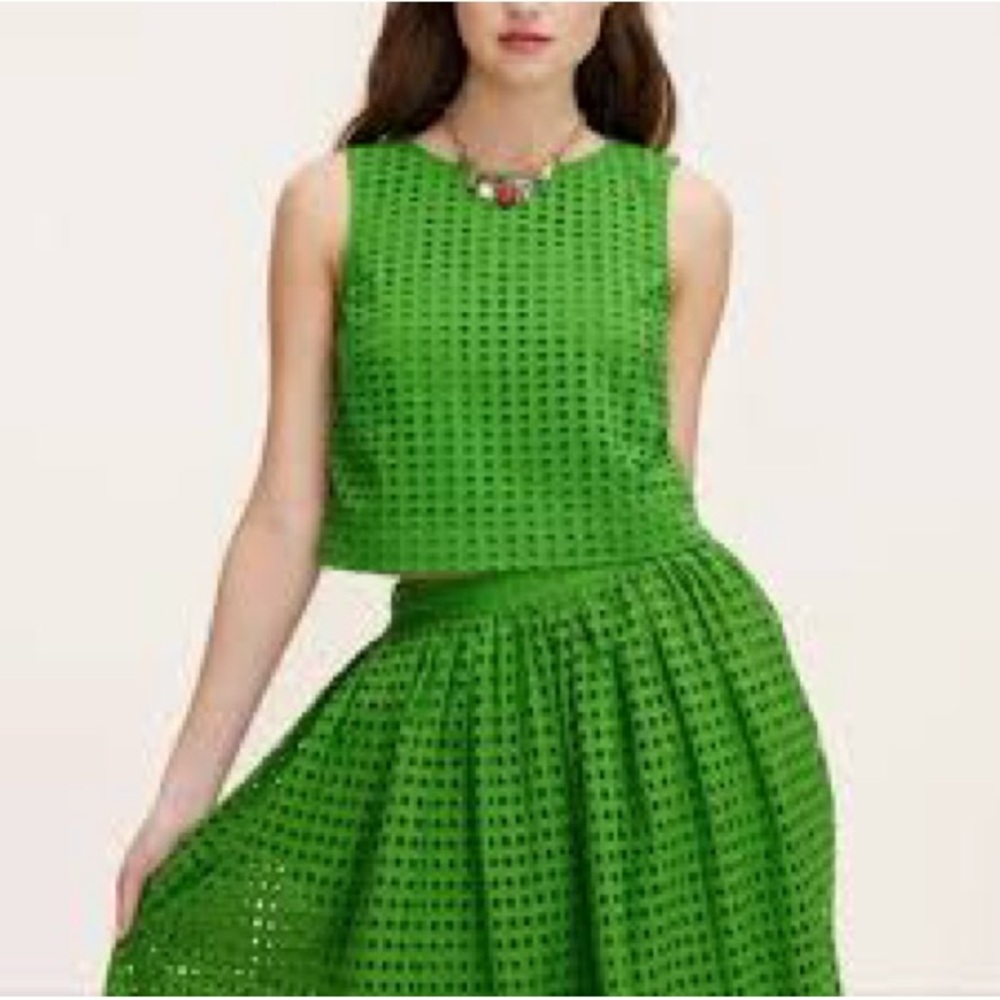 Kate Spade x Target Green Sleeveless Eyelet Top